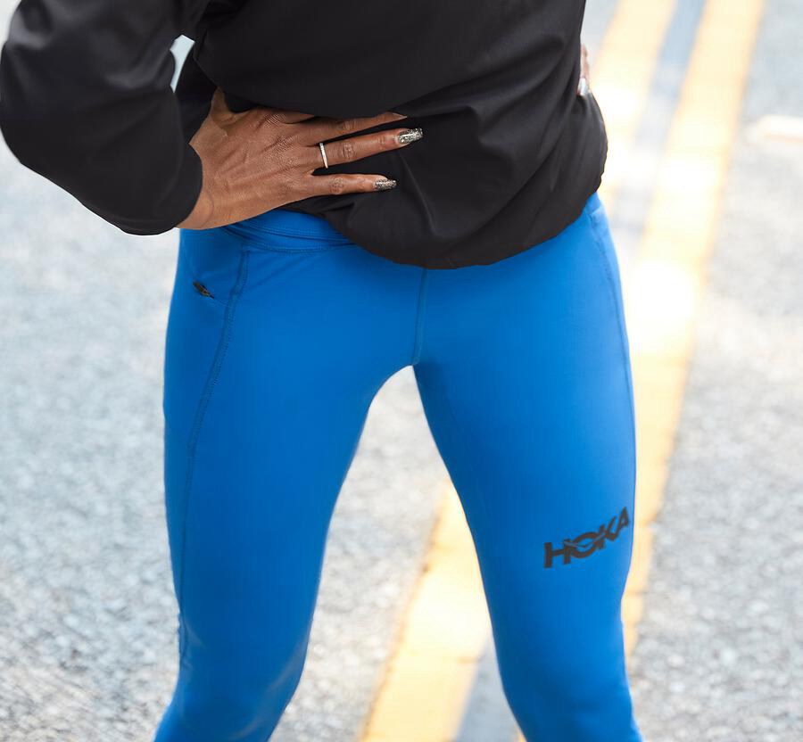 Hoka Australia One One Performance Crop Tight - Womens Pants Blue - JXVQU-7456